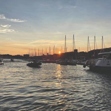 Leinwand "Sunset mit den Booten im alten Hafen" 40*60