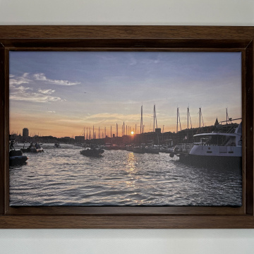 Leinwand "Sunset mit den Booten im alten Hafen gerahmt" 20*30